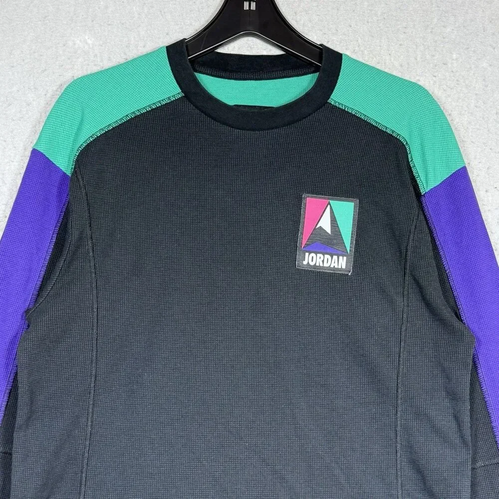 Jordan Mountainside Thermal Shirt Men's Medium Black Green Purple Waffle Knit